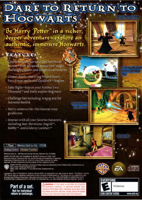 Harry Potter and the Chamber of Secrets — Box back