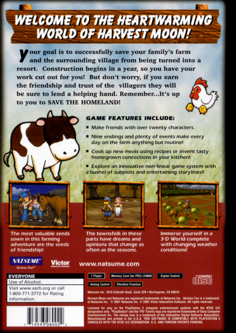 Harvest Moon : Save the Homeland — Box back