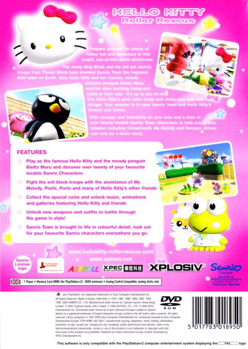 Hello Kitty : Roller Rescue — Box back
