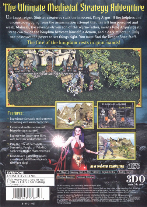 Heroes of Might and Magic : Quest for the DragonBone Staff — Box back