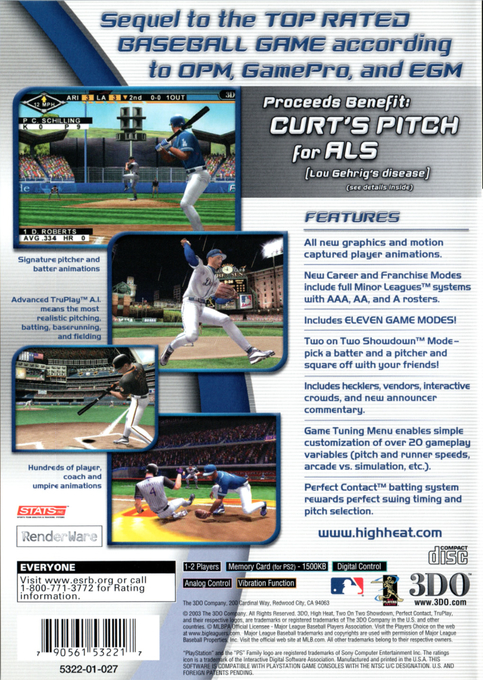 High Heat Major League Baseball 2004 — Box back