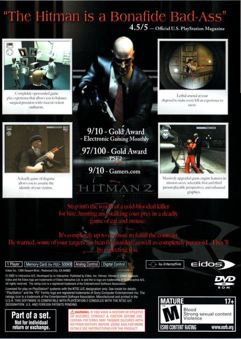 Hitman 2 : Silent Assassin — Box back