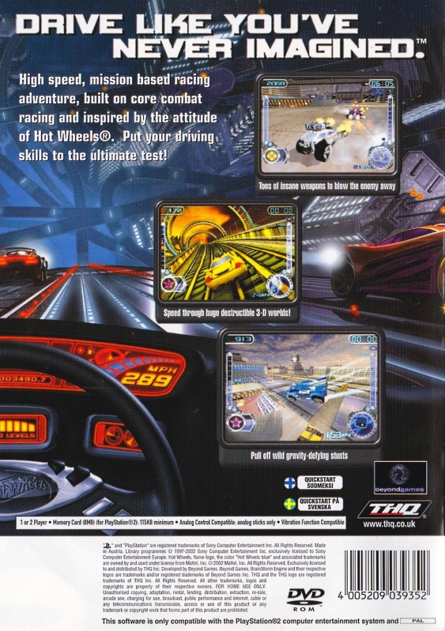 Hot Wheels : Velocity X Maximum Justice — Box back