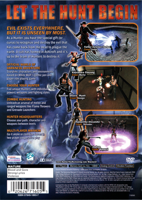 Hunter : The Reckoning, Wayward — Box back
