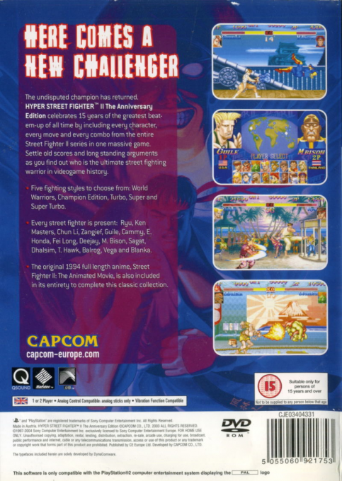 Hyper Street Fighter II : The Anniversary Edition — Box back