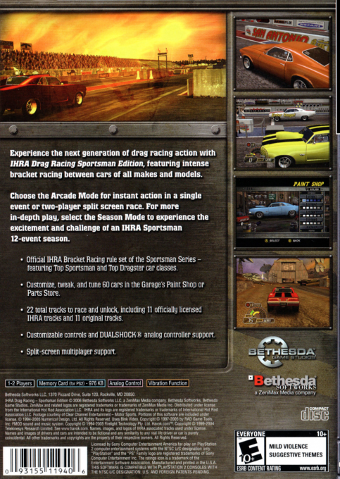 IHRA Drag Racing : Sportsman Edition — Box back