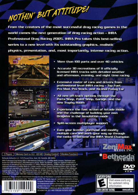 IHRA Professional Drag Racing 2005 — Box back