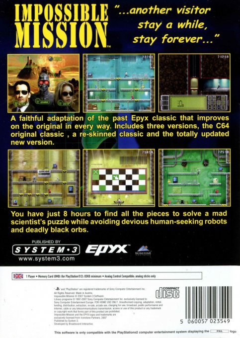 Impossible Mission — Box back