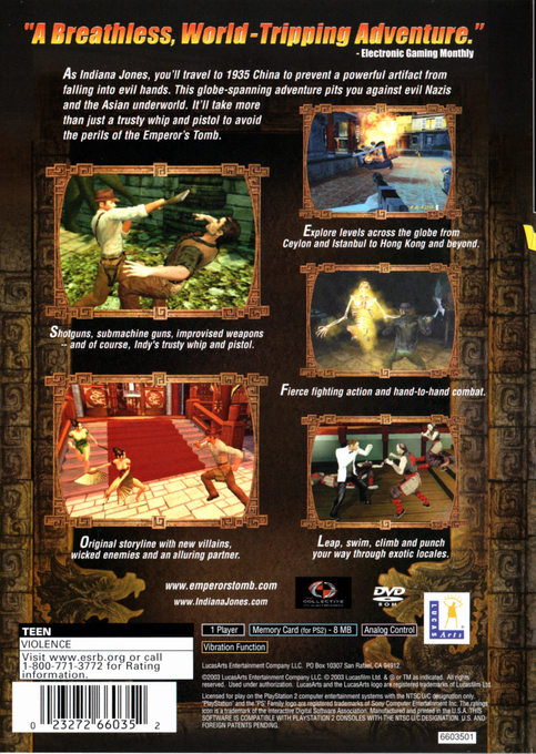 Indiana Jones and the Emperor's Tomb — Box back
