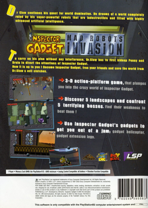 Inspector Gadget : Mad Robots Invasion — Box back
