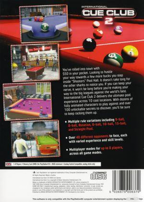 International Cue Club 2 — Box back