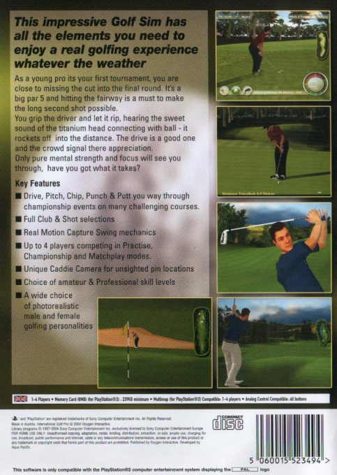 International Golf Pro — Box back