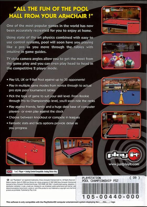 International Pool Championship — Box back