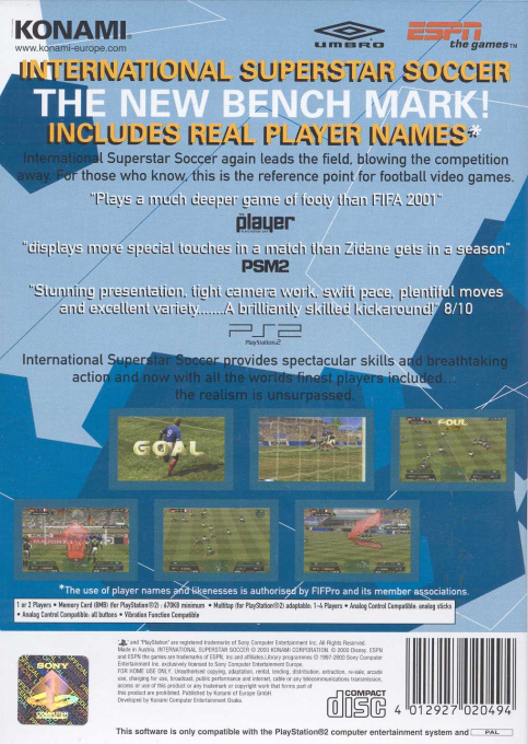 International Superstar Soccer — Box back