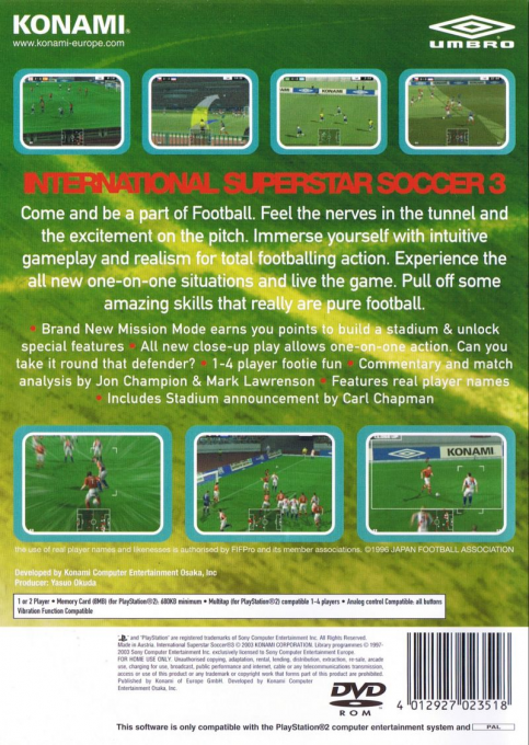International Superstar Soccer 3 — Box back