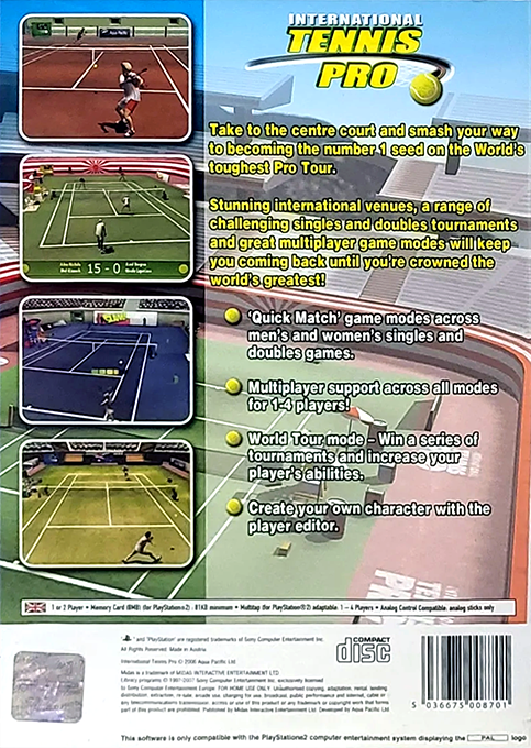 International Tennis Pro — Box back