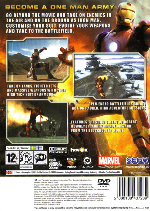 Iron Man : The Official Videogame — Box back