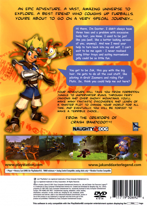 Jak and Daxter: The Precursor Legacy — Box back
