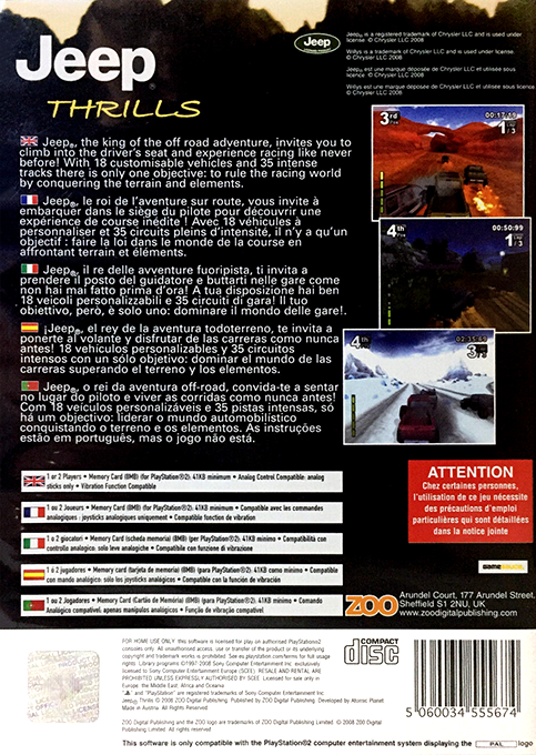 Jeep Thrills — Box back