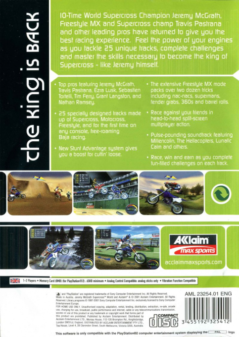 Jeremy McGrath Supercross World — Box back