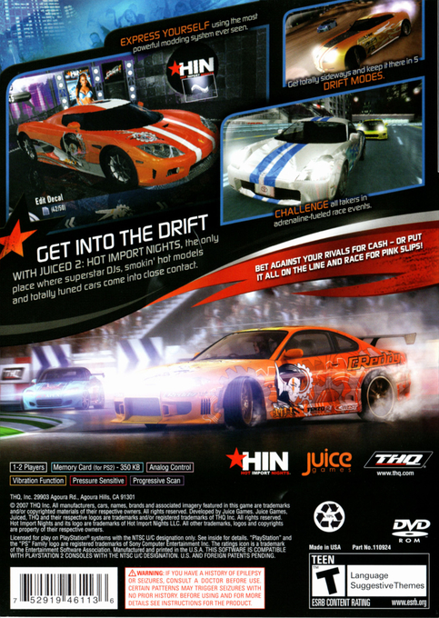 Juiced 2 : Hot Import Nights — Box back