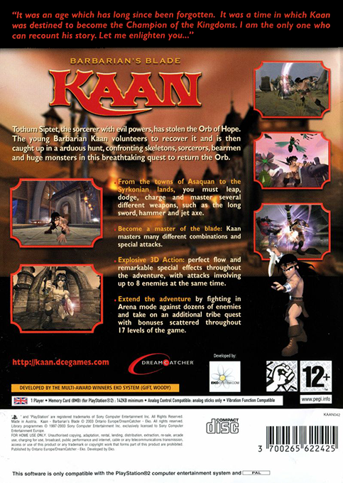 Kaan : Barbarian's Blade — Box back