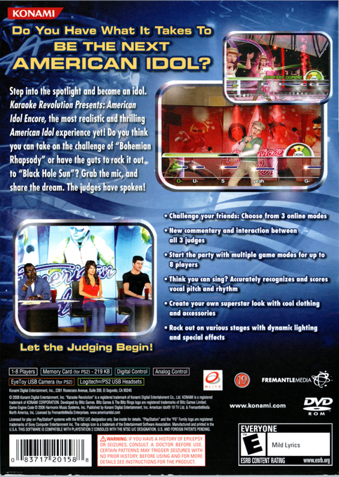 Karaoke Revolution Presents : American Idol — Box back