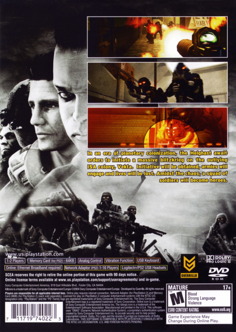 Killzone — Box back
