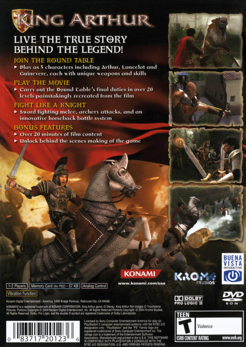 King Arthur — Box back
