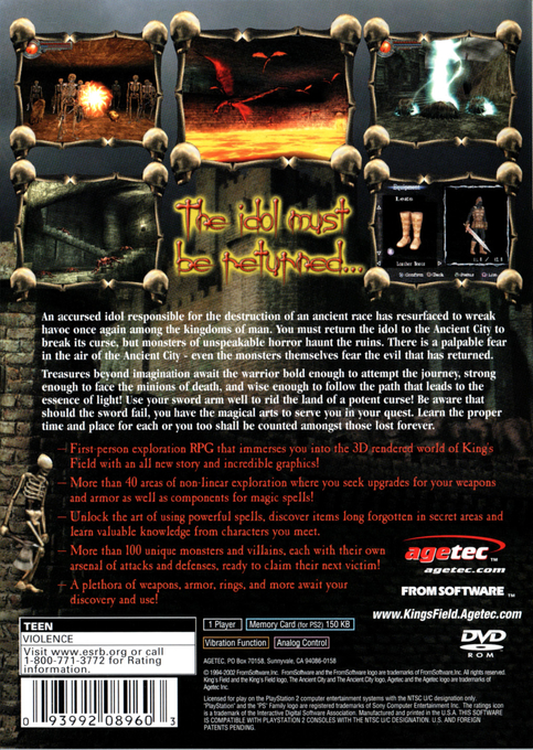 King's Field : The Ancient City — Box back