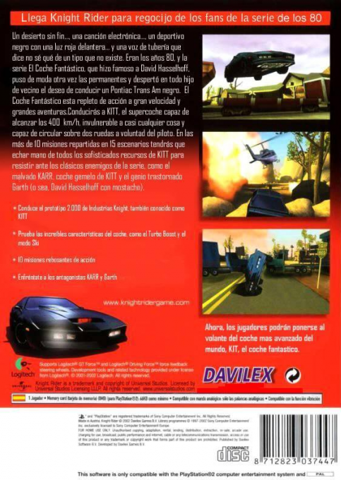Knight Rider : The Game — Box back