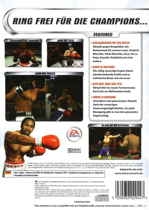 Knockout Kings 2002 — Box back