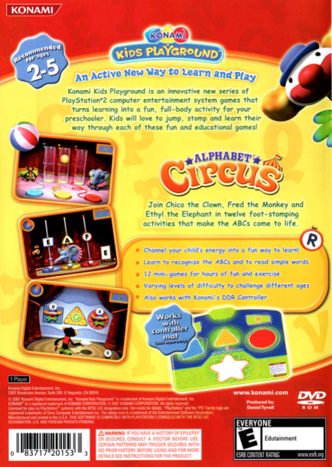 Konami Kids Playground : Alphabet Circus — Box back