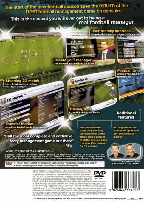 LMA Manager 2007 — Box back
