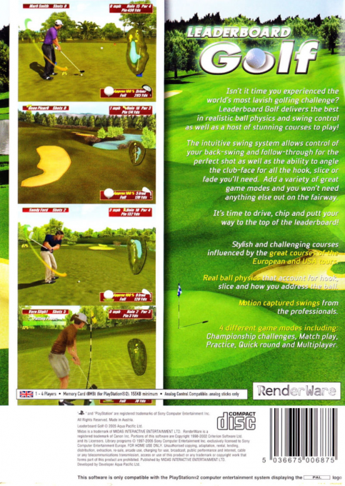 Leaderboard Golf — Box back