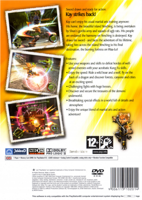 Legend of Kay — Box back