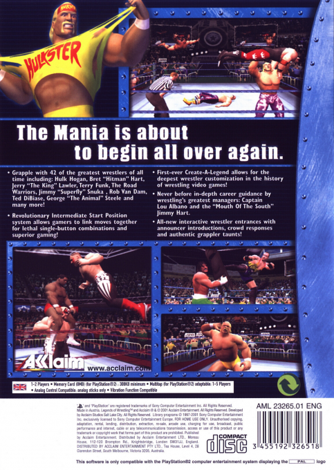 Legends of Wrestling — Box back