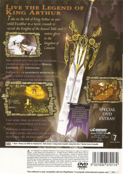 Legion : The Legend of Excalibur — Box back