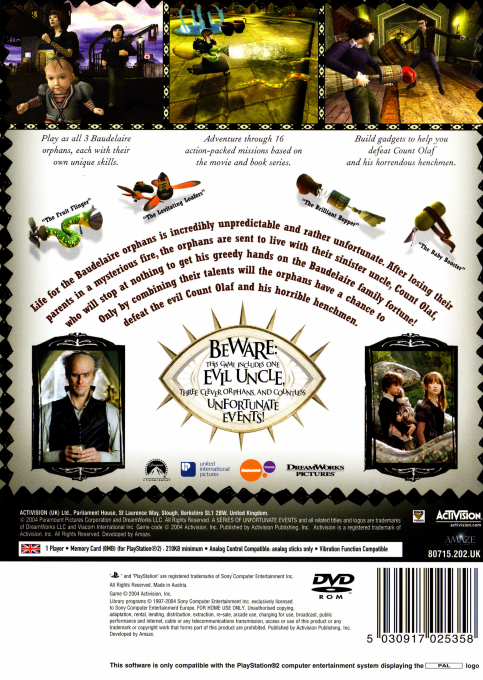 Lemony Snicket's A Series of Unfortunate Events — Box back