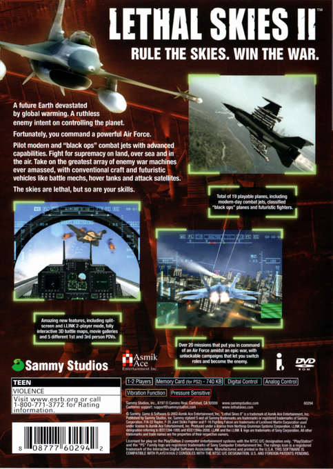 Lethal Skies II — Box back