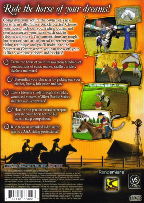 Let's Ride! Silver Buckle Stables — Box back