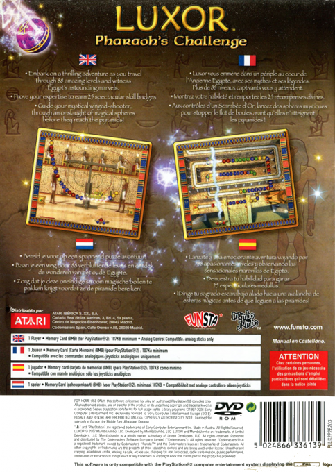 Luxor : Pharaoh's Challenge — Box back