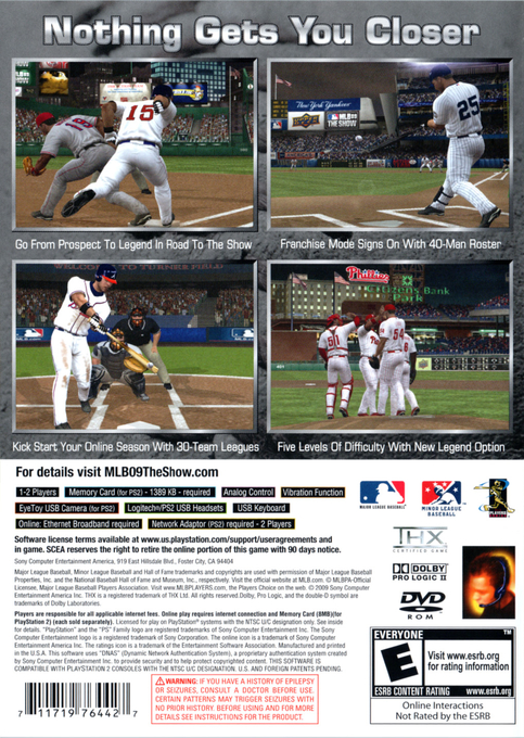 MLB 09 : The Show — Box back
