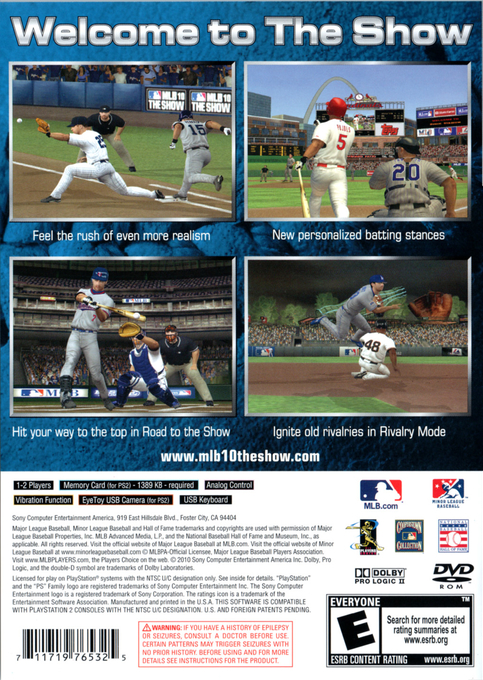 MLB 10 : The Show — Box back