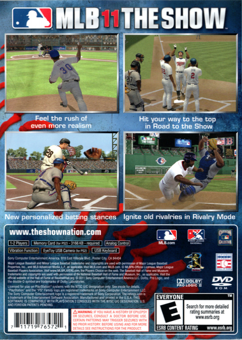 MLB 11 : The Show — Box back