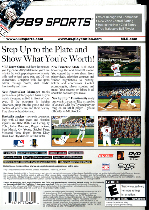 MLB 2005 — Box back