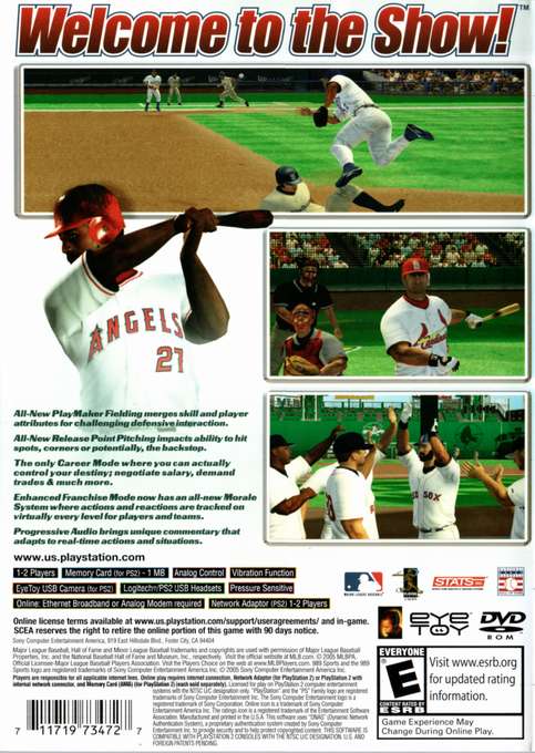MLB 2006 — Box back