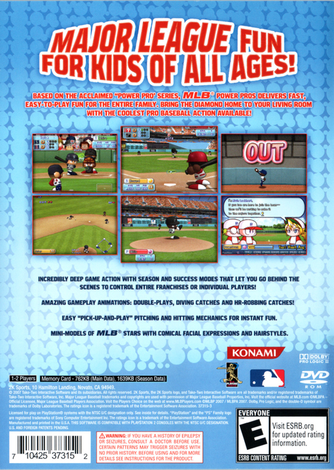 MLB Power Pros — Box back