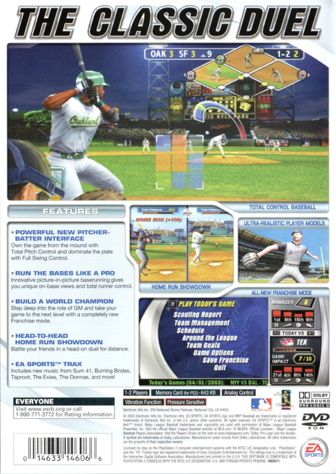 MVP Baseball 2003 — Box back