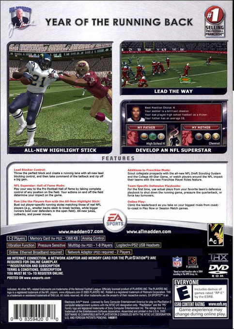 Madden NFL 07 — Box back